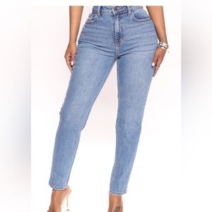 Summer Sky High Waist Slim Straight Leg Jeans - Medium Wash